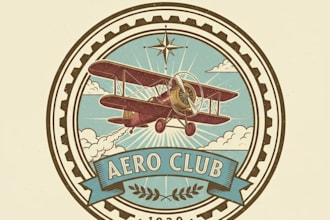 design a stunning vintage plane logo for your brand