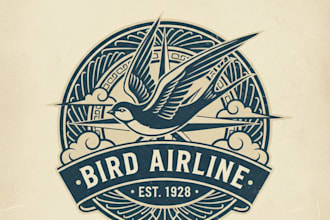design a unique vintage bird airline logo