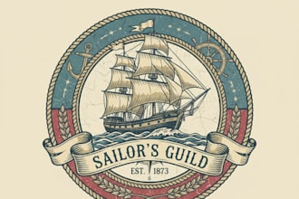 design a unique vintage ship logo