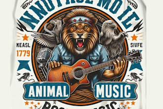 design unique t shirt animal guitar logo