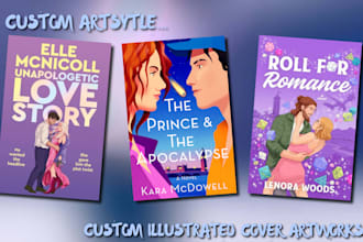 illustrated character amazon kdp ebook cover romance illustration book cover