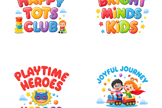 make a whimsical colorful kids baby children logo