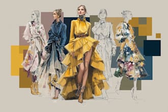 draw a fashion illustration or sketch of a figure in clothes