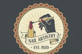 design a unique vintage nail polish logo for your brand
