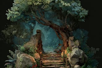 draw fantasy environment, landscape design