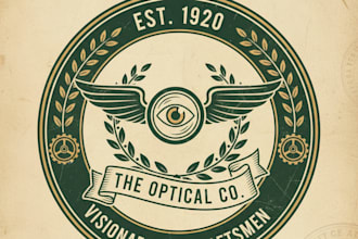 design a unique vintage optical logo for your brand