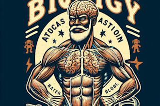 design high quality biology man mascot logo with t shirt design