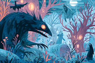 draw dark fantasy horror and creature illustrations