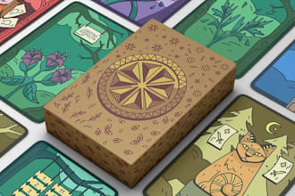 create playing card game card box illustration card deck mockup box design