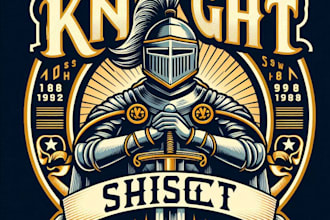 design high quality knight mascot logo with t shirt design