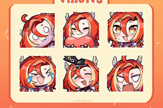 draw twitch or discord emotes for vtubers and streamers