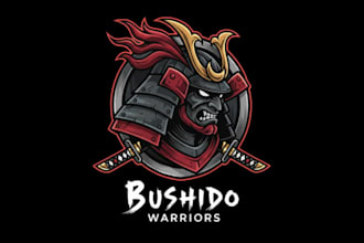 draw modern samurai head mascot logo design