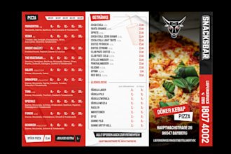 create a professional custom food restaurant menu design