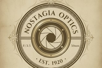 design a vintage photo lens logo for your photography brand