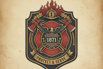 design a vintage firefighter logo with classic heroic style