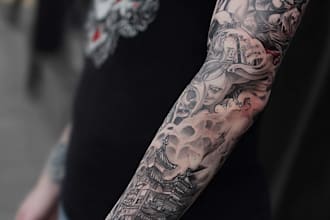 create a tattoo design of tattoo sleeve