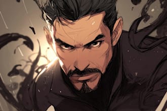 illustrate marvel style superhero illustration