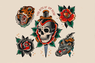 make old school or traditional style tattoo logo design