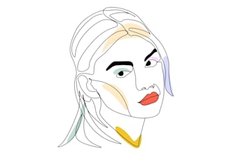 do minimalist custom vector art feminine line art illustration hand drawn logo