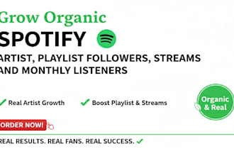 grow organic spotify artist, playlist followers, stream and monthly listners