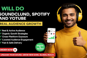 do a soundcloud, spotify and youtube real audience growth