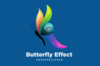 do a awesome butterfly logo with free source file
