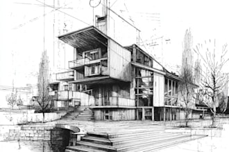 do premium architectural or building hand drawn sketch