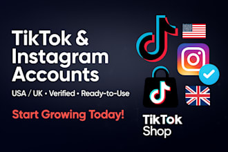 create USA tiktok account USA instagram account UK tiktok USA tiktok shop setup
