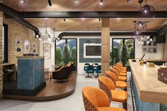 redesign modern interior bar, restaurant,lounge,cafe layout,nightclub,pub,render
