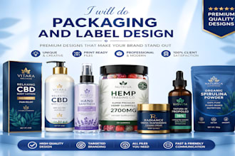design product label, supplement label with product packaging design