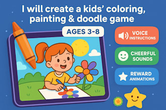 create a kids color, paint and doodle game with interactive mini games and learn