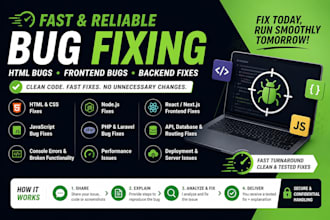 fix website bugs, errors, and issues in react, nodejs,  php