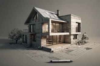 draw architectural house drawing, 3d house modelling, building illustration art