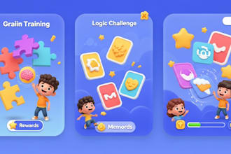 create a kids brain training and memory puzzle game with fun logic challenges