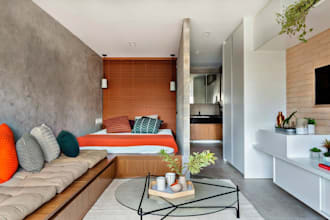 deliver 3d small studio, loft apartment, interior layout, casa design, exterior