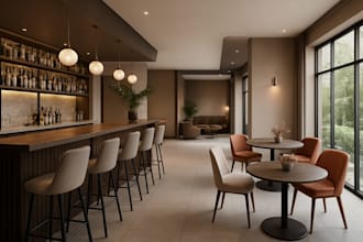 design cgi 3d interior for bar, lounge, cafe design spa and restaurant interior