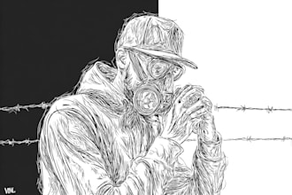 draw illustration line art scribble style for you