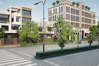 rebuild 3durban environment,multiple apartment,cgi street layout,exterior facade