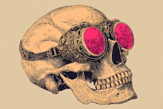 do vintage skull edgy illustration