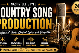 produce nashville style country song with pro vocals, lyrics and songwriter