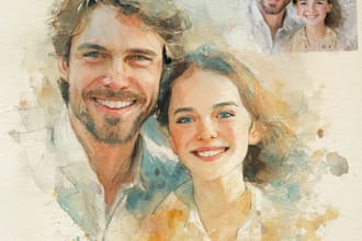 draw a watercolor portrait illustration