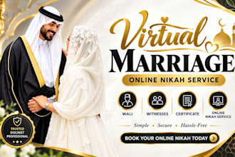 be your online nikah imam to conduct your ceremony, wali, witness, certificate