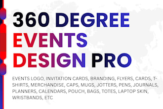 design event branding, merchs, t shirts, prints, logo, roll up stands, flyers