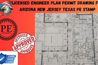 licensed engineer plan permit drawing for arizona new jersey texas pe stamp