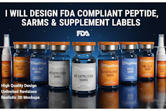 design fda compliant peptide, sarms, supplement, vial and spray label design