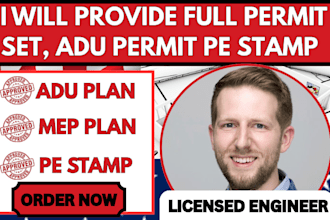 provide pe stamp for usa city full permit set adu permit drawing for michigan