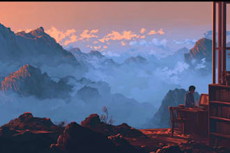 draw the landscape illustration or concept art