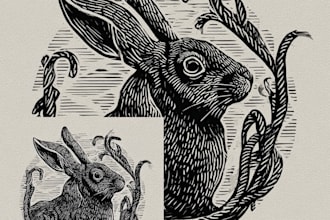 draw high quality linocut illustration