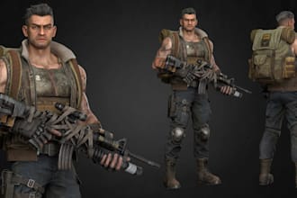 realistic 3d character, game ready soldier, stylized 3d model,rig3d, pbr texture