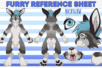 draw fursona reference sheet furry art oc furry character ref sheet for fursuit